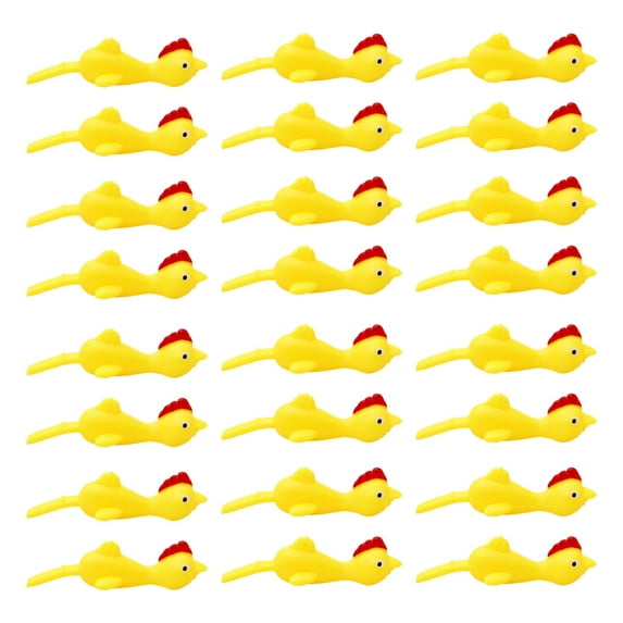 Nsxcdh Sling Shot Chicken Toys,Creative Ejection Fidget Toy,Light Rubber Chicken for Metope and Ceiling,Prank Flying Toy,6-48PCS Options