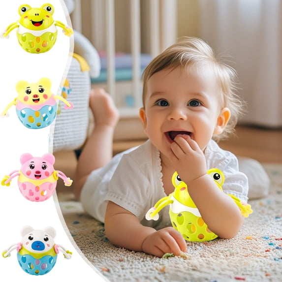 Nsxcdh Soothe Fitness Soft Rubber Animal Grip Balls Shaking Bell Green Pink 6.3x5.51in Chewing Gentle Sound Multisensory,Toys Christmas Gifts for Grandkids