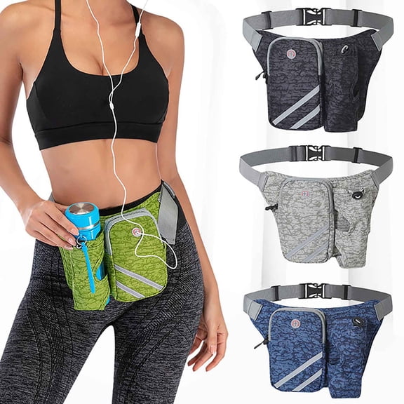 Nsxcdh Sports Waist Bag Nylon Multi-functional Large Capacity Zipper Headphone Hole Reflective Strap Unisex Adjustable for Running Cycling Hiking Travel Fitness Home Indoor Sports for women man Gift