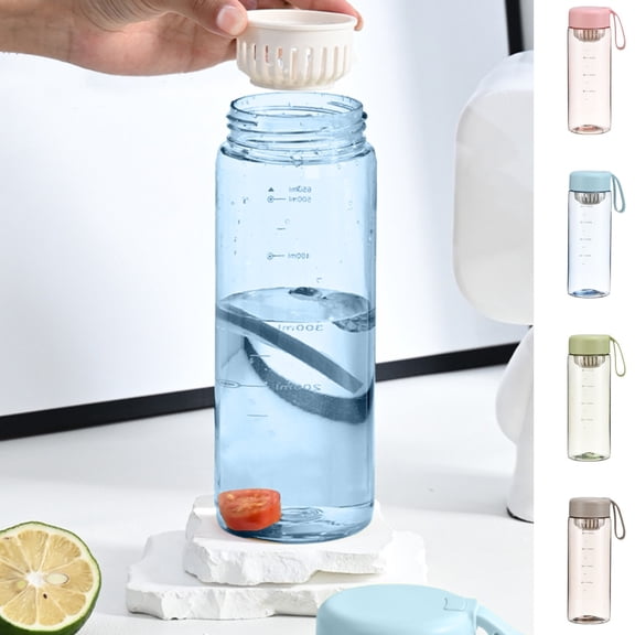 Nsxcdh Sports Water Bottle 16.9oz Motivational Bottle Leak Proof Portable Plastic 6.69x2.76in Semi Transparent Easy Clean Dishwasher Safe Strap for Fitness Outdoor Women's Gym Home Indoor Sports Gift