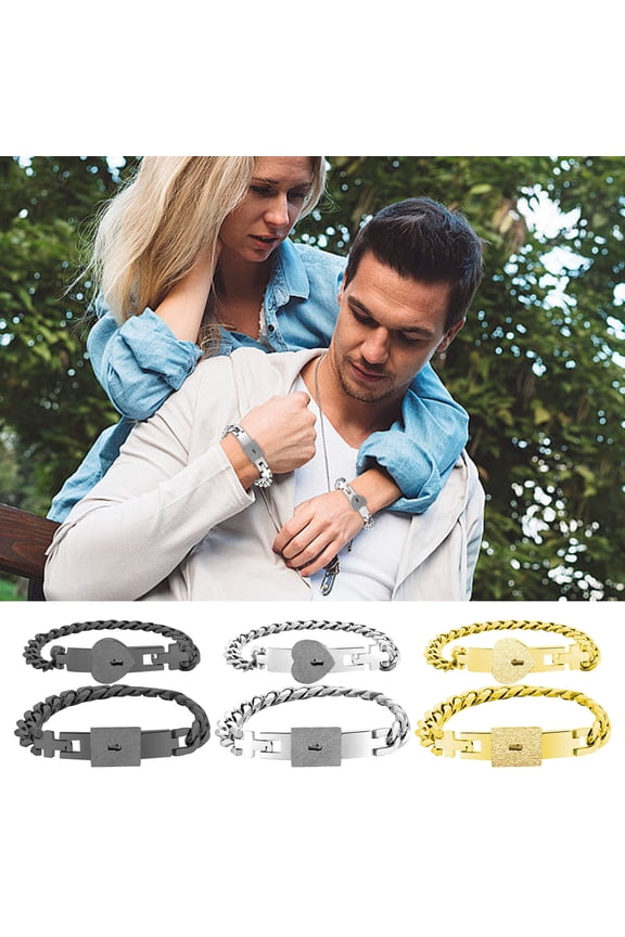 Stainless Steel Couple Bracelet Magnetic Lock 7.87in Durable Hypoallergenic Adjustable Fashion Jewelry for Him Her Expression Gift Christmas Gifts for Grandkids and Women