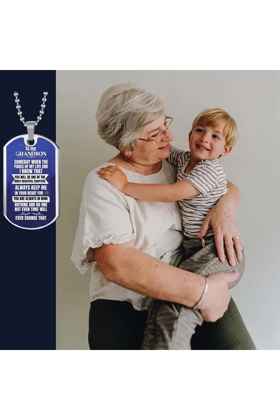 Stainless Steel Necklace,Adhesive Gift,Adjustable Chain,Love Dedication,Easy Wear,Safe Material,Grandma Grandson,Family Jewelry Christmas Gifts for Grandkids and Women