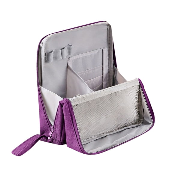 Nsxcdh Standing Makeup Bag Large Capacity Water Resistant 9.06x2.56x8.66in,Rigid Base Stays Upright Multiple Compartments Travel Friendly Toiletry Organizer,Beauty Storage,Home