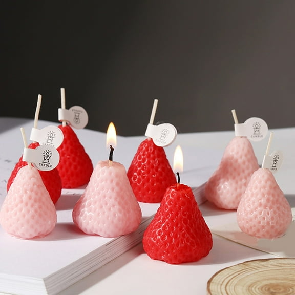 Nsxcdh Strawberry Scented Candle Soy Wax 1.2x1.2x1.6in Fun Unique Aroma Gift for Women Home Decor Long Burn Home