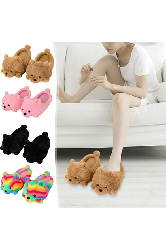 Teddy Bear Slippers Cotton Thickened,Cozy Soft,Flexible Sole,Winter Warm,Fashion Home Shoes