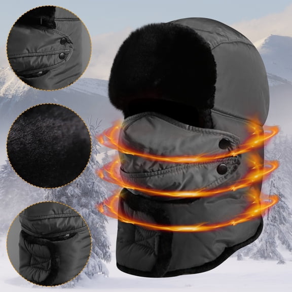 Nsxcdh Thunderheads Hat Ear Protection Thickened Face Cover Full Coverage,Protects from Cold Wind for Winter Sports,Pull down Sides as Mask,For Climbing Ski Riding,Soft Warm Gift Ready Winter