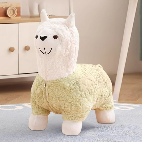 Nsxcdh Time-Limited Price Slashes & Steals Upholstered Stool Lamb's Fleece Fabric Footrest Change Shoe Footstool Wood Multifunctional Sofa Tea Stool For Living Room Bedroom Porch