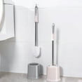 thumbnail image 1 of Nsxcdh Toilet Bowl Brush Compact Cleaner Plastic Pink Gray 5.35x5.35x20.08in 360 Degree Cleaning Stiff Bristle Hemispherical Head Strong Detergency Bathroom Gift Card, 1 of 7