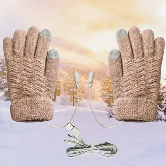 Nsxcdh USB Heated Gloves Women Winter Polyester One Size Touchscreen Double Sided Heating 7.9x3.5in Rechargeable Hands Warmer Outdoor Winter Essentials Gift for the boys girls and parents