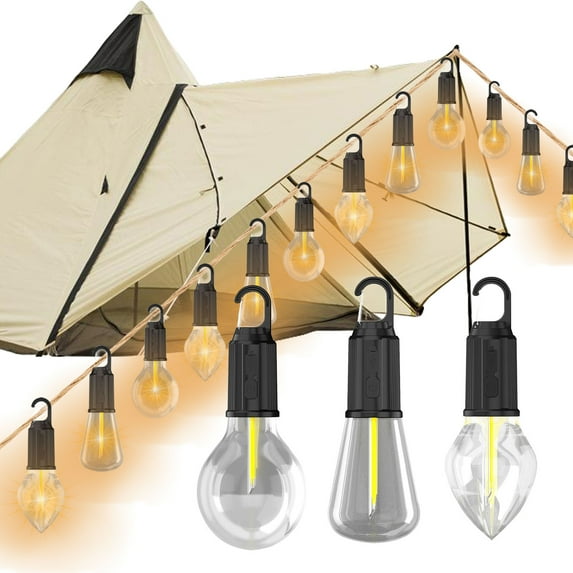 Nsxcdh USB Rechargeable Bulb Light,Portable Hanging LED Tent Lamp with 3 Brightness Levels Type C Fast Charge,Water Resistant for Camping Travel Patio Party Emergency Decor,Home Essentials