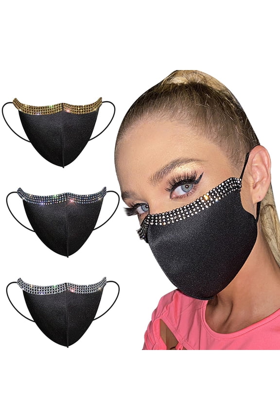 Unisex Mask Outdoor Windproof Foggy Flash Sequins Nightclub Replaceable Carbon Ergonomic Fit Washable Reusable Comfortable Face Christmas Gifts for Grandkids and Women