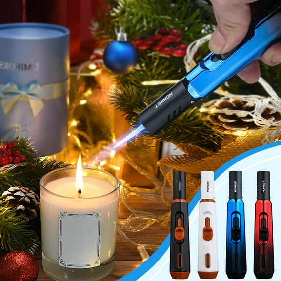 Nsxcdh Windproof Butane Torch Lighter 6.69x1.38 in Strong Jet,Adjustable Flame,Refillable for Camping Candle Cooking,Home Essentials