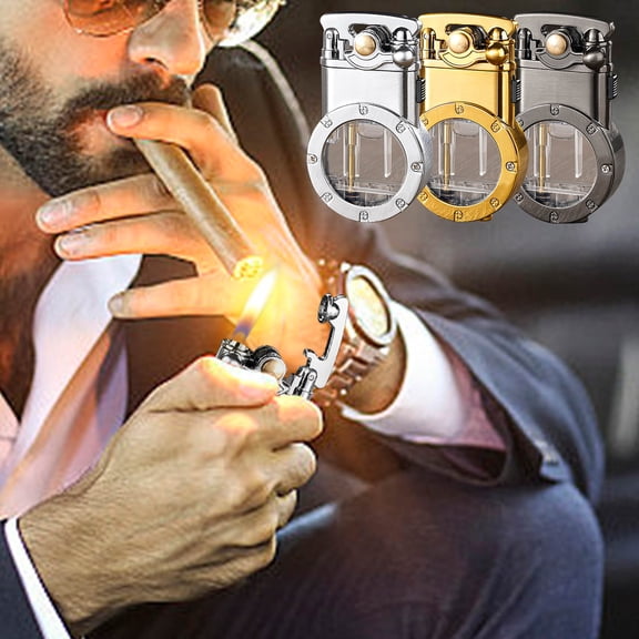 Nsxcdh Windproof Catapult Lighter Transparent Chamber Refillable Trendy Design,Portable Edc,Adjustable Flame for Cigarettes Camping Collectors,Gifts for Women and Men