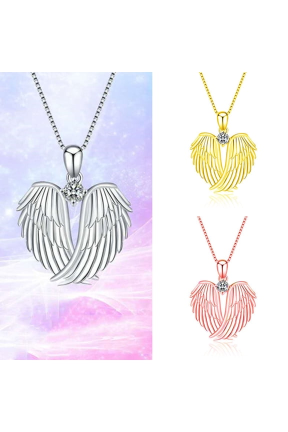 Wing Pendant Necklace Women Birthstone Lead Free Sensitive Skin 0.99in 0.81in 18in Chain Extension Gift Bridal Party Jewelry Christmas Gifts for Grandkids and Women