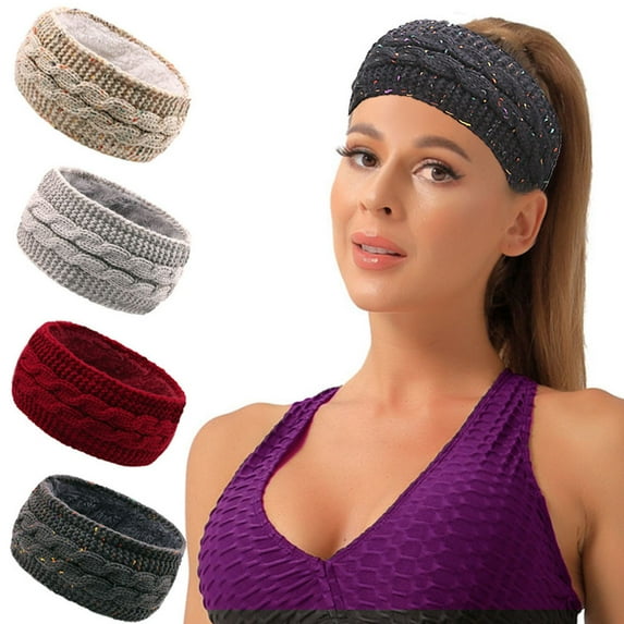 Nsxcdh Winter Fleece Knitting Headband Warmth Sports Earmuffs Acrylic Wool Velvet 4.3x8.7in Fashionable Ribbon Design for Cold Weather Women Girls Home Indoor Sports for women man Gift