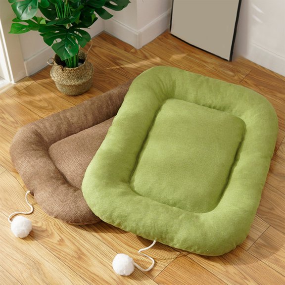 Nsxcdh Winter Pet Mat,Dog Cat Kennel,15.7x23.6 In,Thick Warm,Flax,Easy Clean,Anti Slip,Versatile,Green Coffee