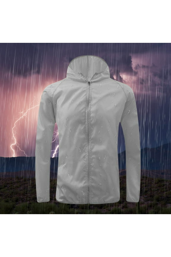 Women Raincoat Jacket Breathable Hooded Outdoor Polyester Pull on Maxi Coat Elastic Drawstring White 31.5x7.87in Foldable Comfort Sports Home Apparel Gift Card