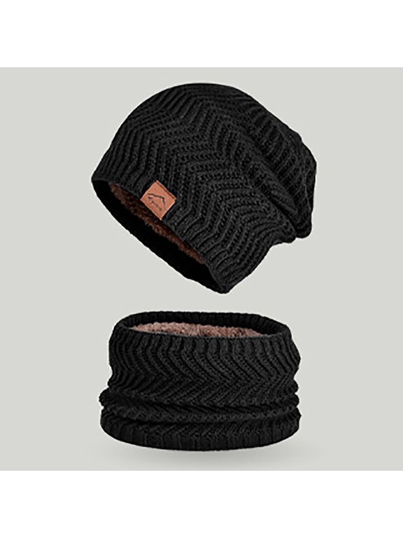 Women's 2 Piece Fleece Lined Knit Beanie and Neck Gaiter Set,Warm Winter Outdoor Cold Weather Hat Kit