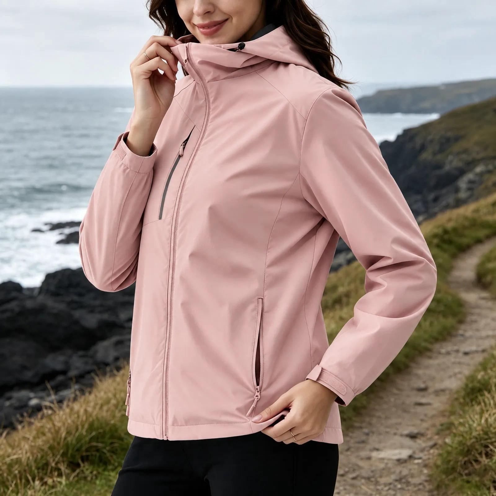 Nsxcdh Women's Lightweight Hooded Rain Jacket, Water Resistant ...