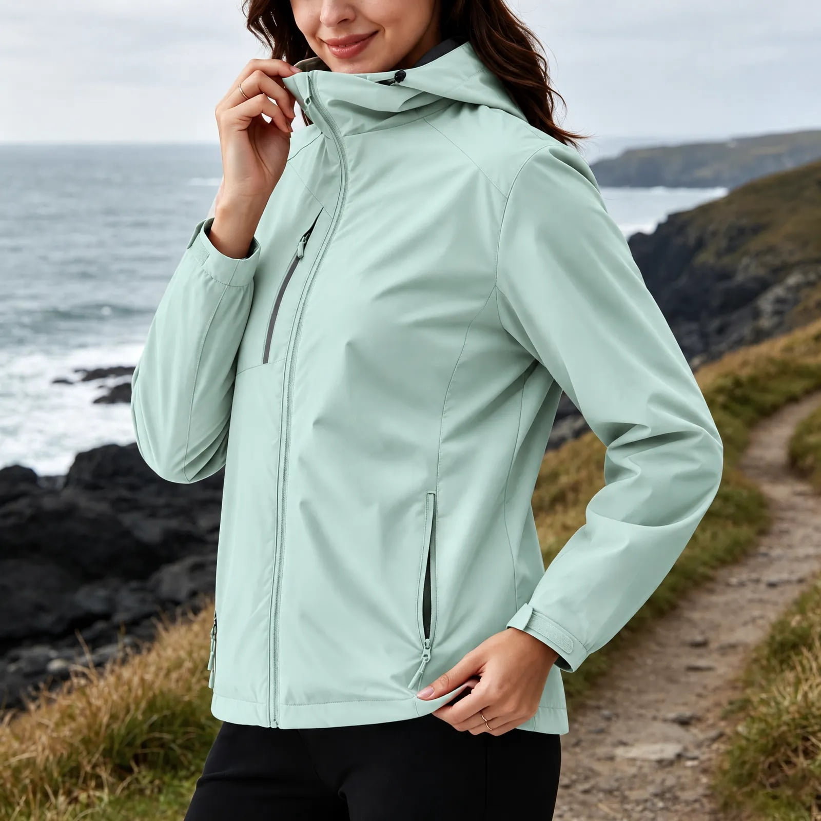 Nsxcdh Women's Lightweight Hooded Rain Jacket, Water Resistant ...