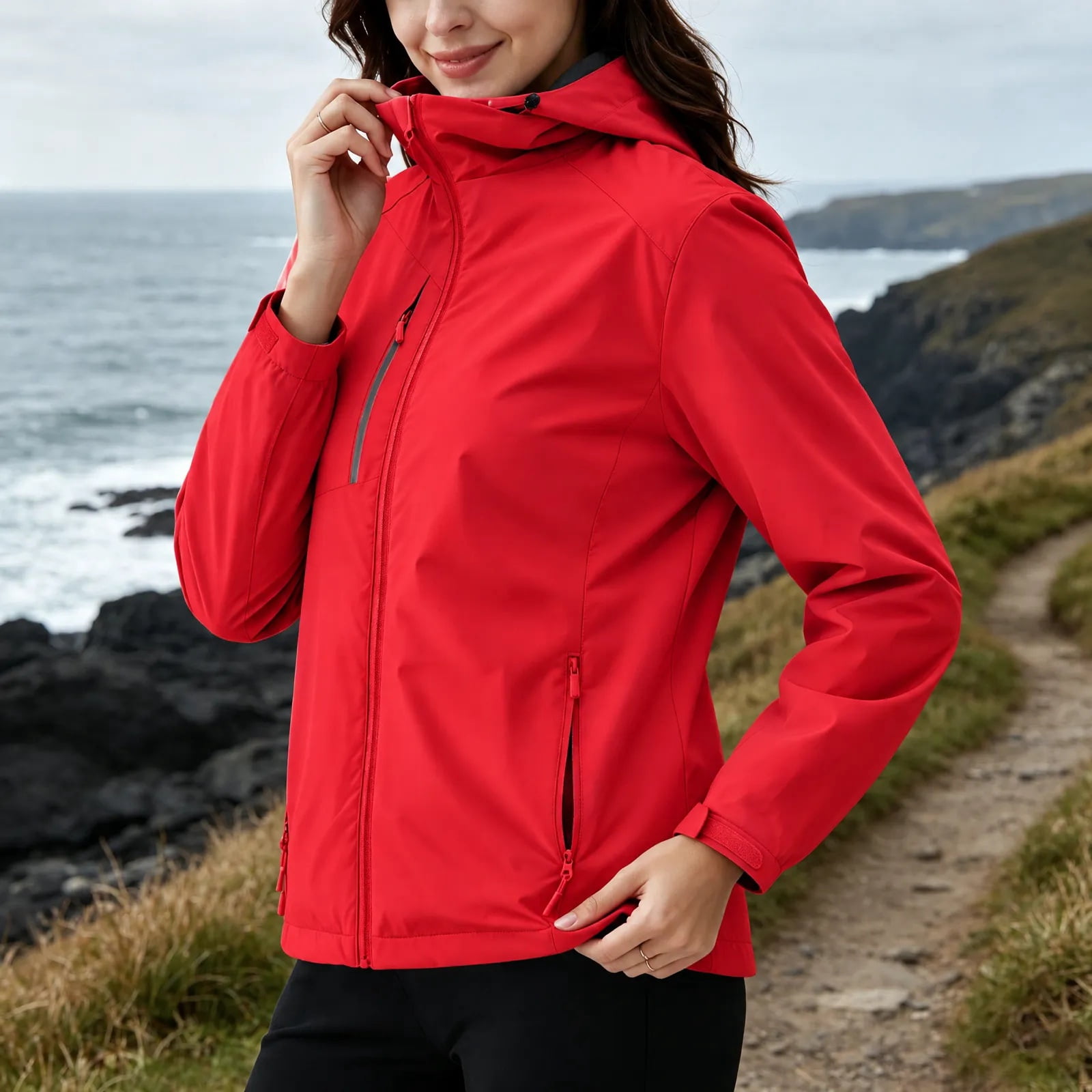 Nsxcdh Women's Lightweight Hooded Rain Jacket, Water Resistant ...