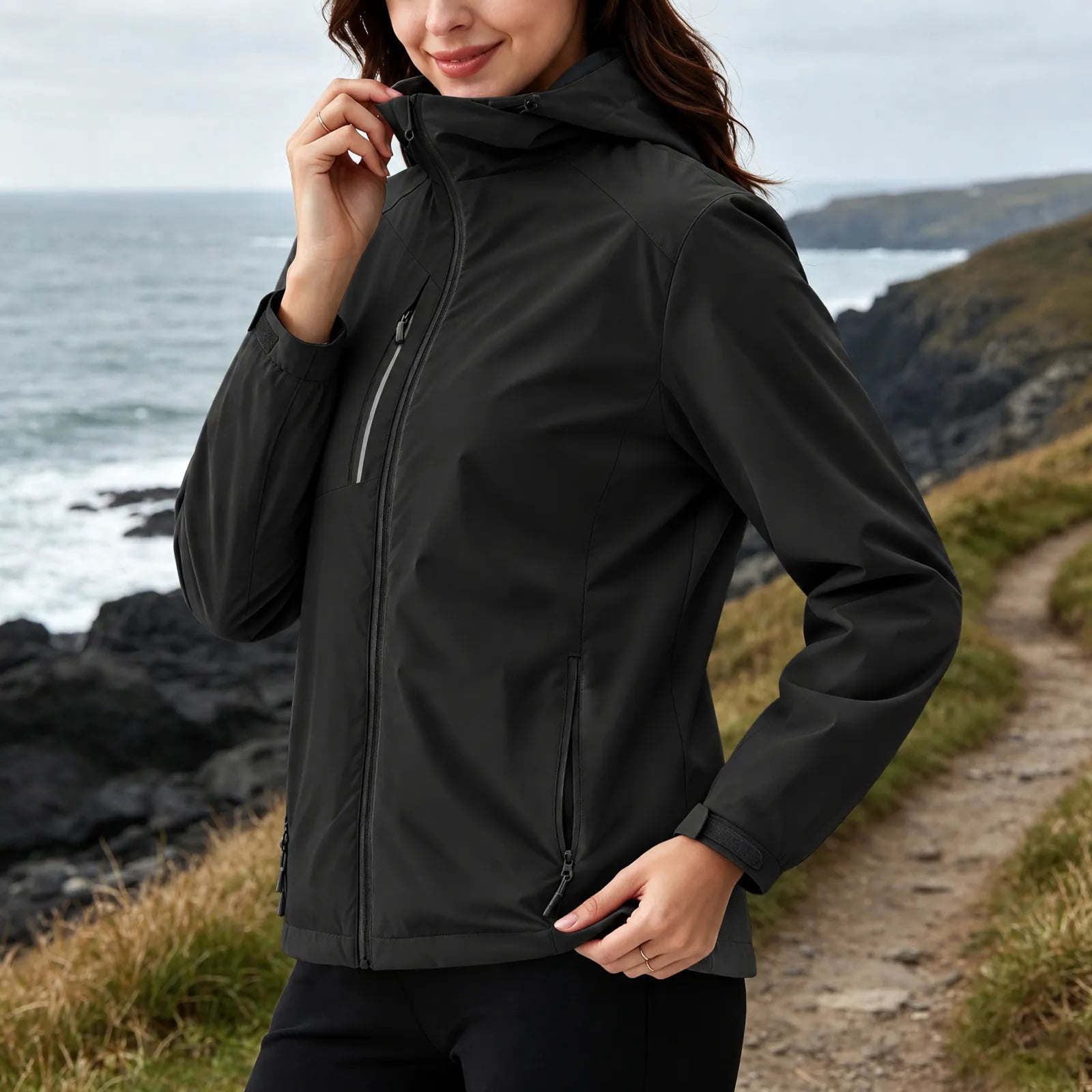 Nsxcdh Women's Lightweight Hooded Rain Jacket, Water Resistant ...