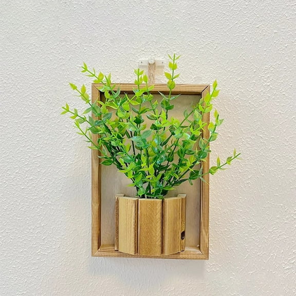 Nsxcdh Wooden Photo Frame Hanging Green Wall Decor 10.24x6.1x2.36in Faux Rattan Rectangular Easy Match for Living Room Bedroom Home