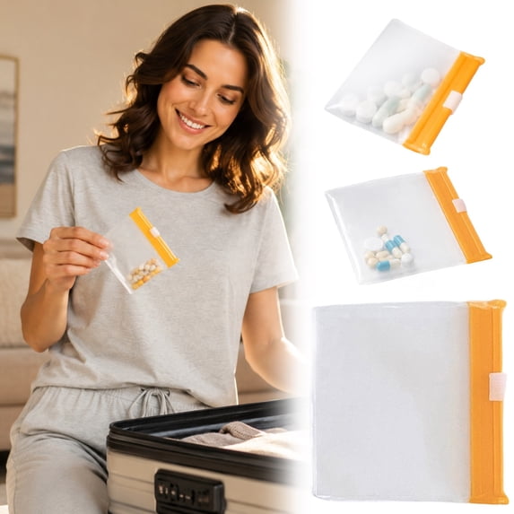 Nsxcdh Zipper Pouch Reusable Clear Zipper Pouch Set Mini Plastic Storage Bags for Vitamins Jewelry Toiletries Travel Organizer