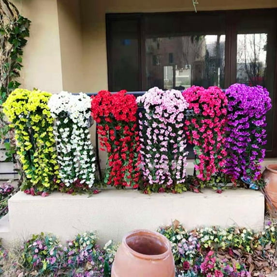 Nsxcdh up to 60% off Gifts Hanging Artificial Violet Flower Wall Wisteria Basket Silk Orchid Garland Floral Decoration for Home and Events Gift