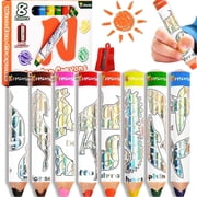 Nsxsu Wooden 3 in 1 Jumbo Colored Pencils for Toddlers, Easter Basket Stuffers, Stocking Stuffers for Kids, Chunky Washable Crayons, Triangular Color Pencil with Sharpener