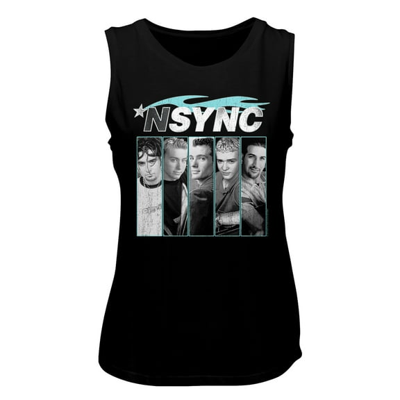 Nsync Blue Flame Black Women's Muscle Tank Top