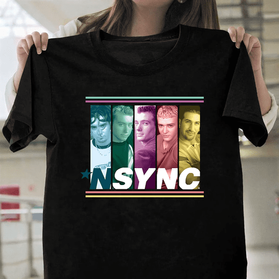 Nsync Boy Band Multicolored Boxes Pop Music Group Vintage 90s Fan Unisex T-Shirt, up to size 3XL.