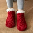 thumbnail image 1 of NTACZA Fleece Lined Women Socks Red Thick Above Ankle Slipper Socks Knitted Grippy Thermal Snow Socks Women L, 1 of 8