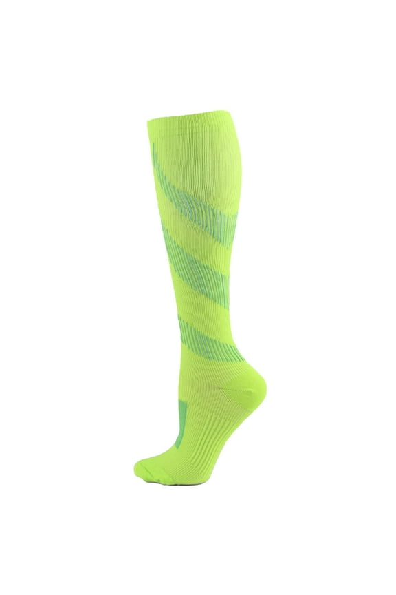 Womens Fall Socks Cotton Yellow Athletic Knee High Socks Cushioned Running Striped Stockings Women M