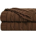 thumbnail image 1 of Ntbay 100% Cotton Cable Knit Throw, Super Soft Warm Knitted Blanket Home Decor, 51"x67", Brown, 1 of 4