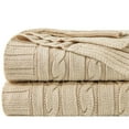 thumbnail image 1 of Ntbay 100% Cotton Cable Knit Throw, Super Soft Warm Knitted Blanket Home Decor, 51"x67", Khaki, 1 of 4
