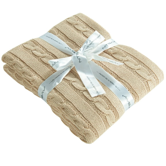Ntbay 100% Cotton Cable Knit Toddler Blanket, Soft Warm Unisex Baby Blanket for Crib, 30"x40", Apricot