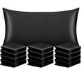thumbnail image 1 of Ntbay 12 Pack Silk Satin Standard Pillowcases for Hair and Skin, Luxury and Soft Pillow Cases with Envelope Closure, 20" x 26", Black, 1 of 5