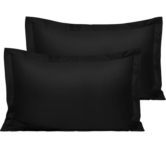 Ntbay 2 Pack 1800 Thread Count Cotton King Pillow Shams, Super Soft and Breathable Oxford Pillowcases for Bed, 20"x36", Black