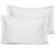 Ntbay 2 Pack 1800 Thread Count Cotton Queen Pillow Shams, Super Soft and Breathable Oxford Pillowcases for Bed, 20"x30", White