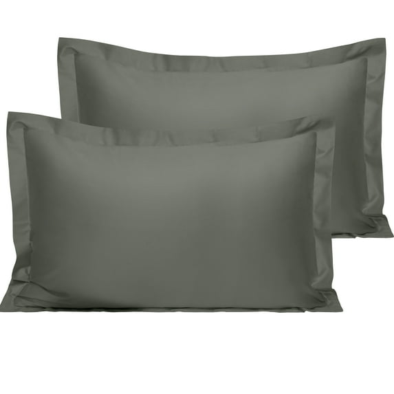 Ntbay 2 Pack 1800 Thread Count Cotton Standard Pillow Shams, Super Soft and Breathable Oxford Pillowcases for Bed, 20"x26", Dark Gray