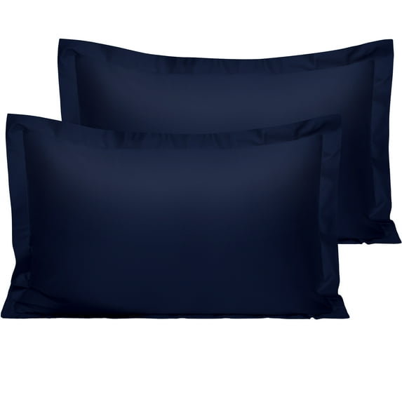 Ntbay 2 Pack 1800 Thread Count Cotton Standard Pillow Shams, Super Soft and Breathable Oxford Pillowcases for Bed, 20"x26", Navy Blue