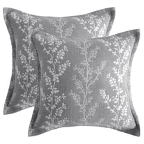 Ntbay 2 Pack Breathable Cotton Euro Pillow Shams,3 Layer Muslin Decorative Square Pillow Covers with Envelope Closure, 26" x 26", Gray Tree