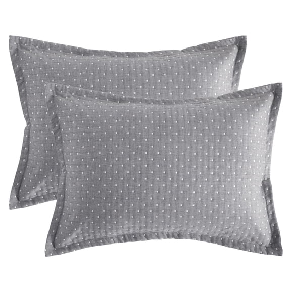 Ntbay 2 Pack Breathable Cotton Pillow Shams,3 Layer Muslin Decorative Pillow Covers with Envelope Closure, King Size, Gray Geometric