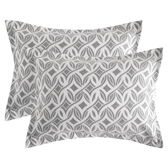 Ntbay 2 Pack Breathable Cotton Pillow Shams,3 Layer Muslin Decorative Pillow Covers with Envelope Closure, Standard Size, Gray Twisted Line