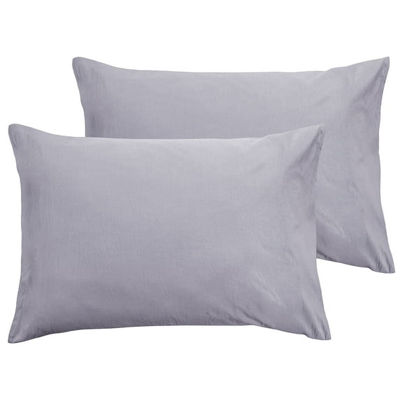 Ntbay 2 Pack Breathable Washed Cotton King Size Pillowcases with Envelope Closure, Soft Solid Color Pillow Cases Set of 2, 20" x 36" , Purple
