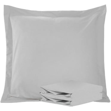 Ntbay 2 Pack Double Brushed Microfiber Euro Pillow Shams, Super Soft and Cozy European Throw Pillow Covers, Wrinkle, Fade, Stain Resistant Square Pillow Cases, 26" x 26", Light Gray