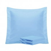 Ntbay 2 Pack Double Brushed Microfiber Euro Pillow Shams, Super Soft and Cozy European Throw Pillow Covers, Wrinkle, Fade, Stain Resistant Square Pillow Cases, 26" x 26", Sky Blue