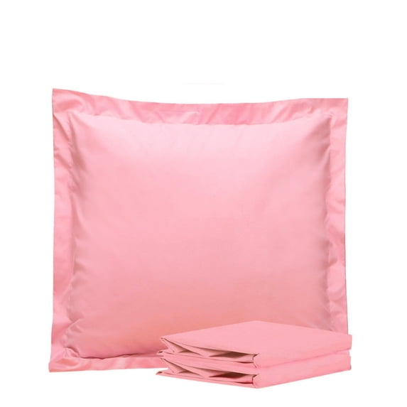 Ntbay 2 Pack Double Brushed Microfiber Euro Pillow Shams, Super Soft and Cozy European Throw Pillow Covers, Wrinkle, Fade, Stain Resistant Square Pillow Cases, 26" x 26", Pink
