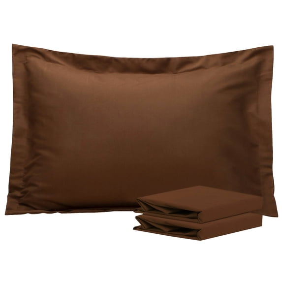 Ntbay 2 Pack Double Brushed Microfiber King Pillow Shams with 2" Flange, Wrinkle, Fade, Stain Resistant Sham, 20"x36", Brown